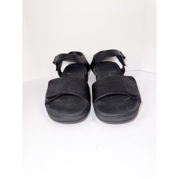 Vionic Raz Metallic Sandals Wedge Comfort Casual Adjustable Straps Black Size 9 - Picture 4 of 16